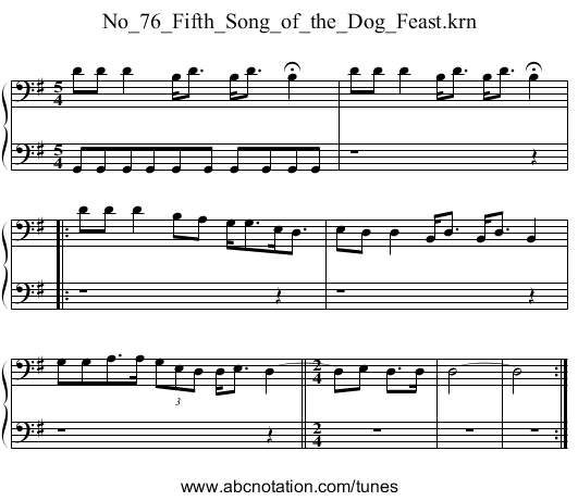 No_76_Fifth_Song_of_the_Dog_Feast.krn - staff notation