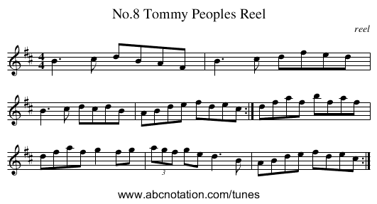 No.8 Tommy Peoples Reel - staff notation