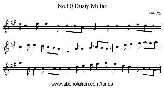 No.80 Dusty Millar - staff notation