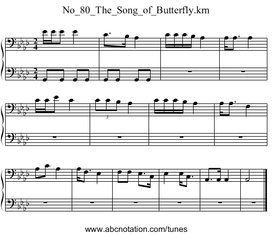 No_80_The_Song_of_Butterfly.krn - staff notation