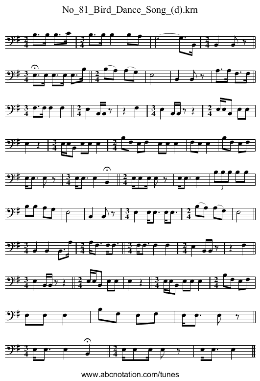 No_81_Bird_Dance_Song_(d).krn - staff notation