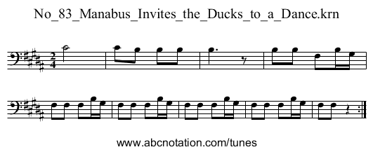 No_83_Manabus_Invites_the_Ducks_to_a_Dance.krn - staff notation