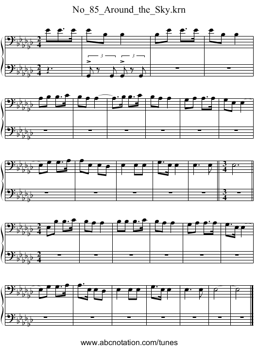 No_85_Around_the_Sky.krn - staff notation