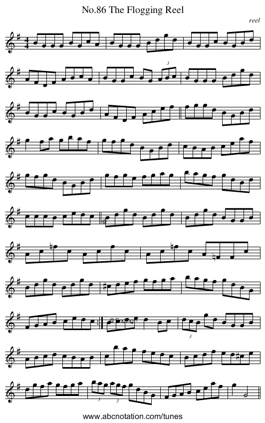 No.86 The Flogging Reel - staff notation