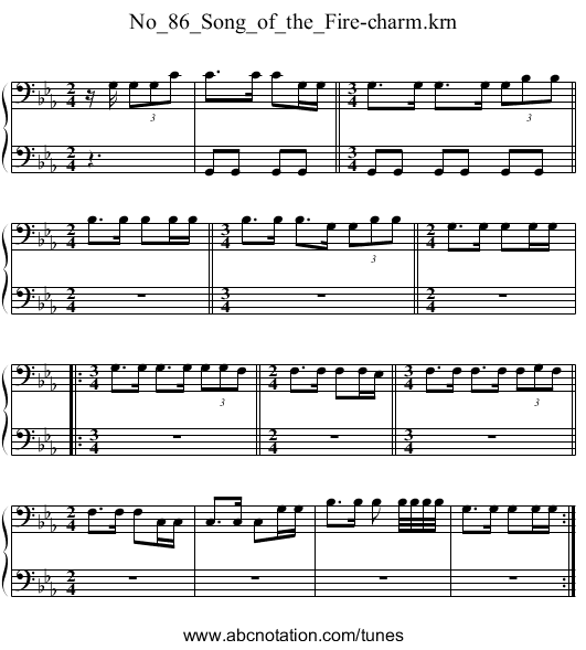 No_86_Song_of_the_Fire-charm.krn - staff notation
