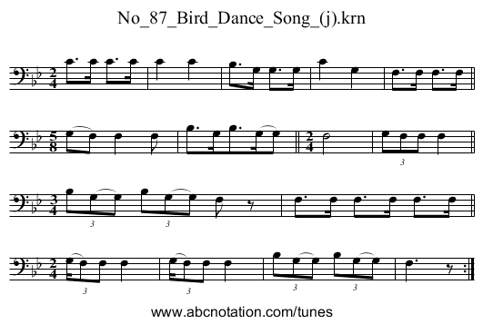No_87_Bird_Dance_Song_(j).krn - staff notation