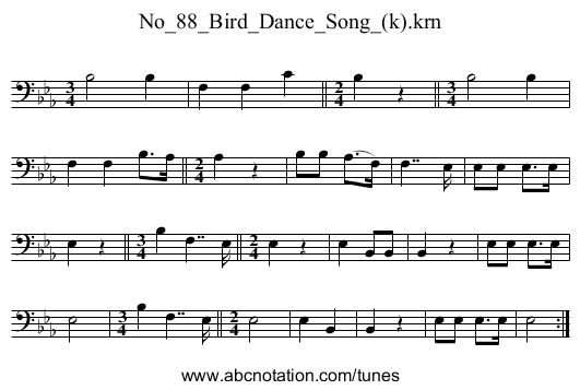 No_88_Bird_Dance_Song_(k).krn - staff notation