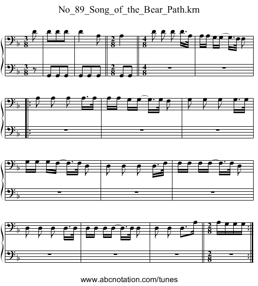 No_89_Song_of_the_Bear_Path.krn - staff notation