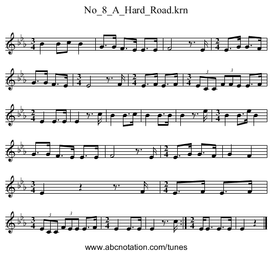 No_8_A_Hard_Road.krn - staff notation