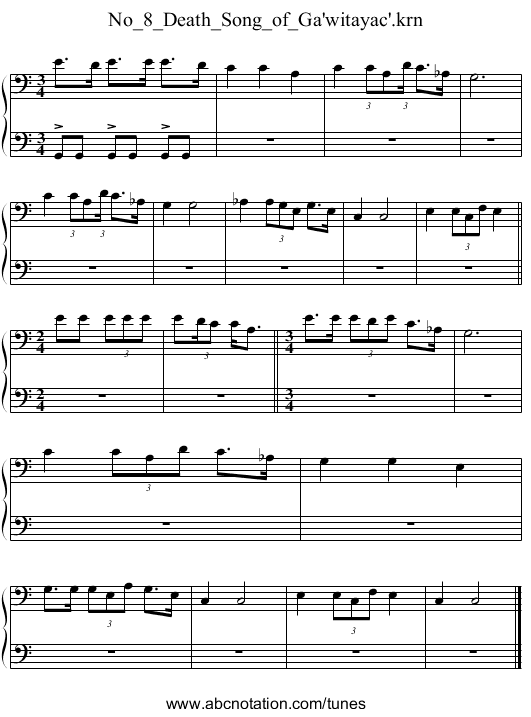 No_8_Death_Song_of_Ga'witayac'.krn - staff notation