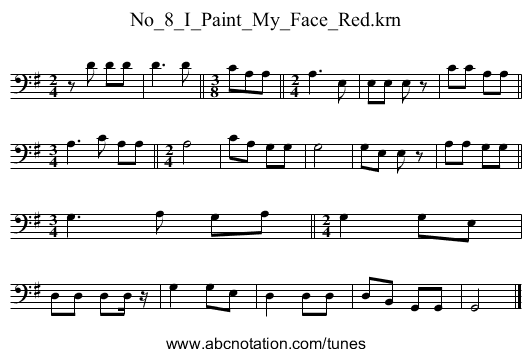 No_8_I_Paint_My_Face_Red.krn - staff notation