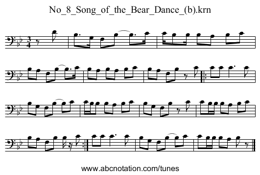 No_8_Song_of_the_Bear_Dance_(b).krn - staff notation
