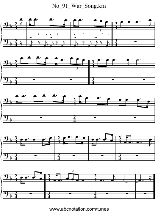 No_91_War_Song.krn - staff notation
