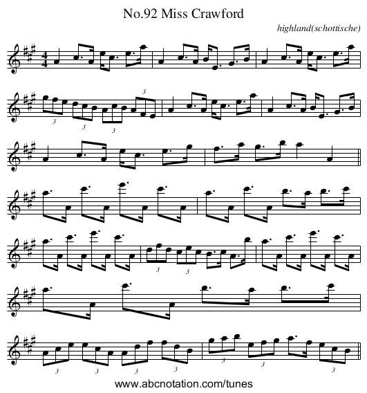 No.92 Miss Crawford - staff notation