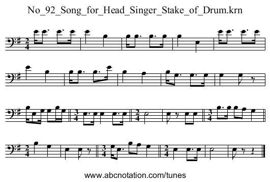 No_92_Song_for_Head_Singer_Stake_of_Drum.krn - staff notation