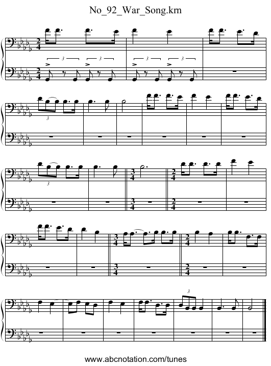 No_92_War_Song.krn - staff notation