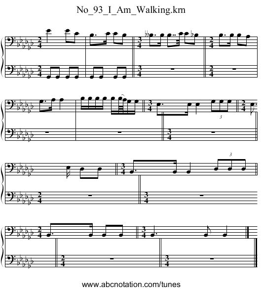 No_93_I_Am_Walking.krn - staff notation