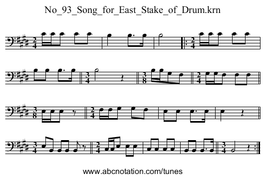 No_93_Song_for_East_Stake_of_Drum.krn - staff notation