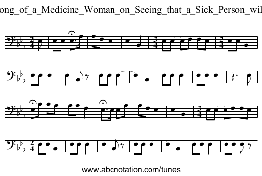 No_94_Song_of_a_Medicine_Woman_on_Seeing_that_a_Sick_Person_will_Die.krn - staff notation