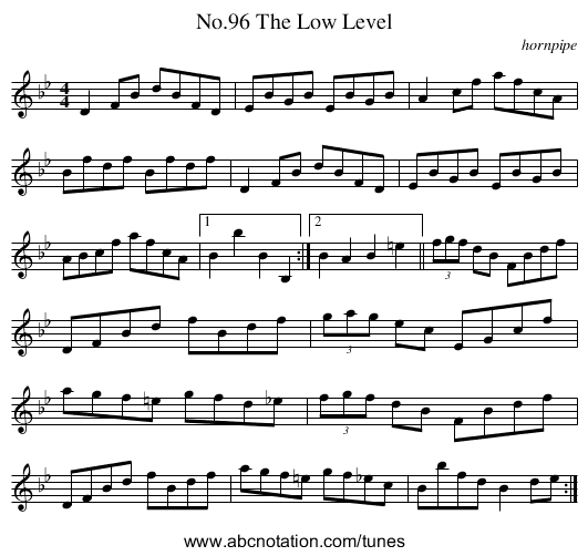 No.96 The Low Level - staff notation