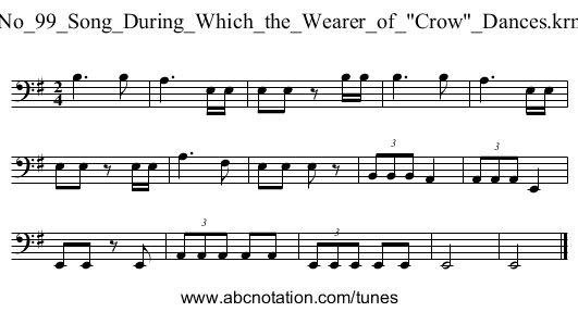No_99_Song_During_Which_the_Wearer_of_Crow_Dances.krn - staff notation