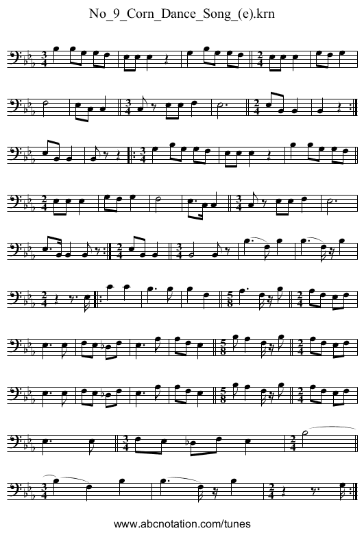 No_9_Corn_Dance_Song_(e).krn - staff notation