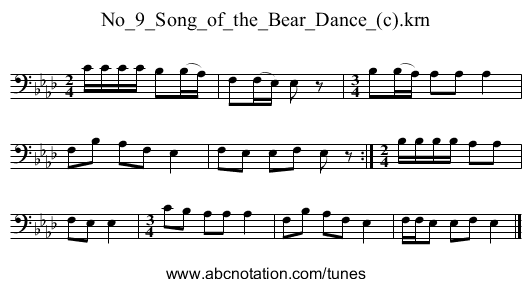 No_9_Song_of_the_Bear_Dance_(c).krn - staff notation