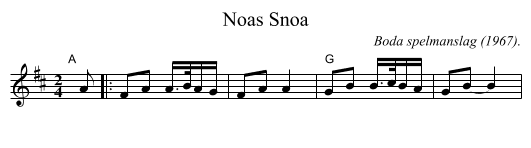 Noas Snoa - staff notation