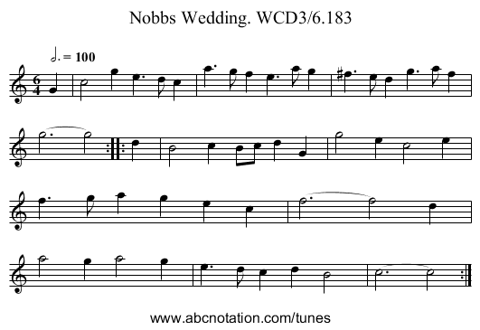 Nobbs Wedding. WCD3/6.183 - staff notation