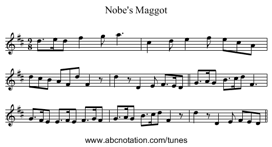 Nobe's Maggot - staff notation