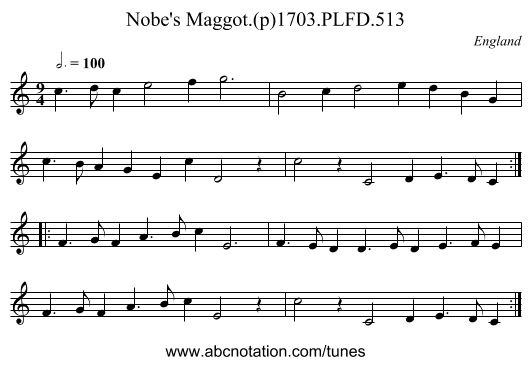 Nobe's Maggot.(p)1703.PLFD.513 - staff notation