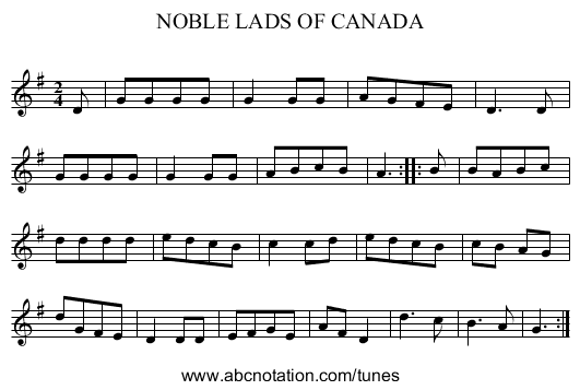 NOBLE LADS OF CANADA - staff notation
