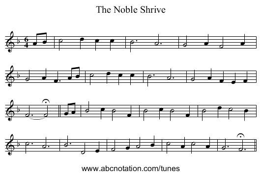 Noble Shrive, The - staff notation