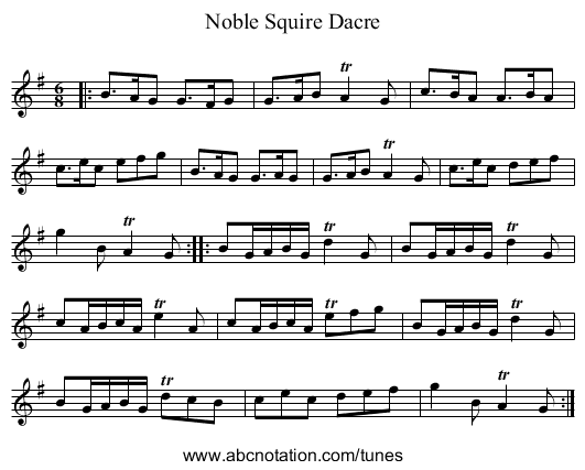 Noble Squire Dacre - staff notation
