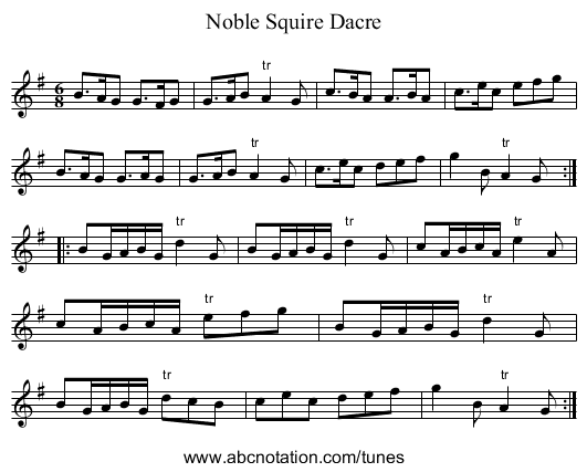 Noble Squire Dacre - staff notation