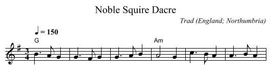 Noble Squire Dacre - staff notation