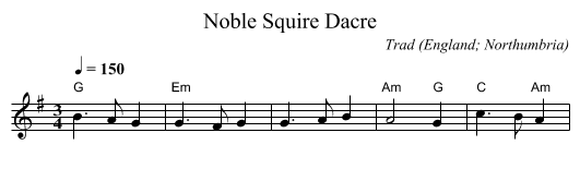 Noble Squire Dacre - staff notation