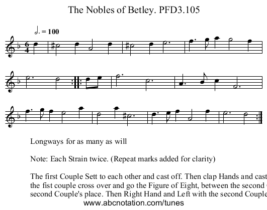 Nobles of Betley. PFD3.105, The - staff notation