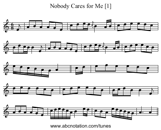Nobody Cares for Me [1] - staff notation