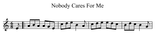 Nobody Cares For Me - staff notation
