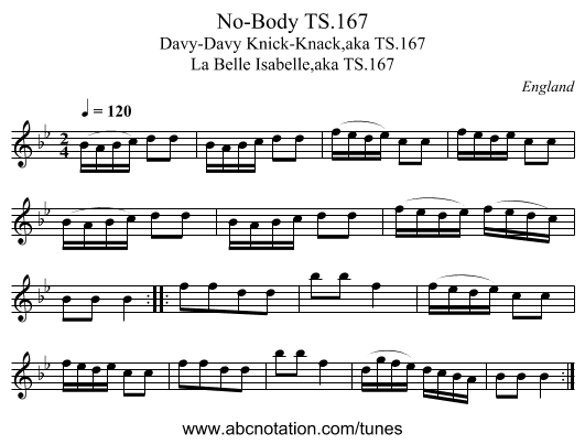 No-Body TS.167 - staff notation
