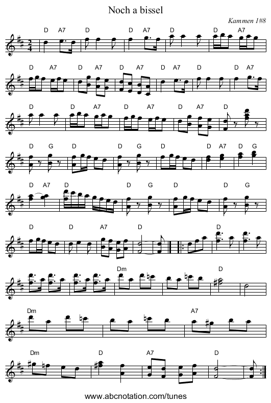 Noch a bissel - staff notation