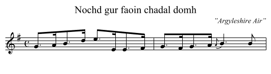 Nochd gur faoin chadal domh - staff notation