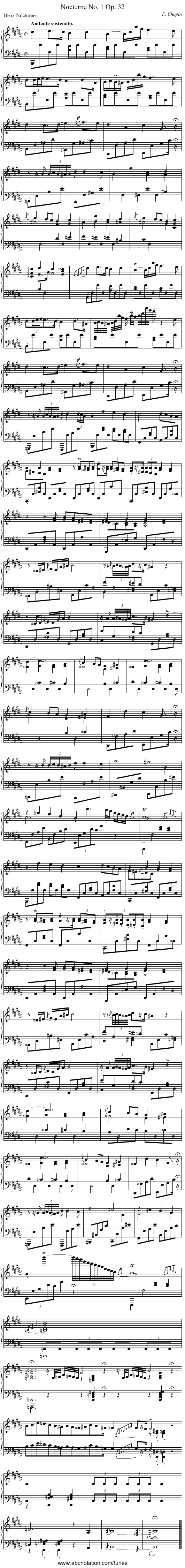 Nocturne No. 1 Op. 32 - staff notation