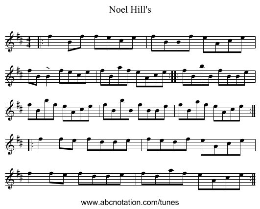 Noel Hill's - staff notation