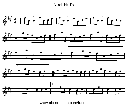 Noel Hill's - staff notation