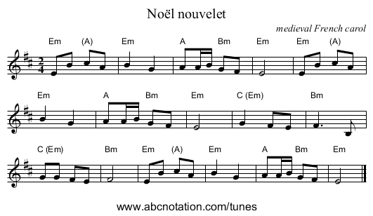 No&euml;l nouvelet - staff notation