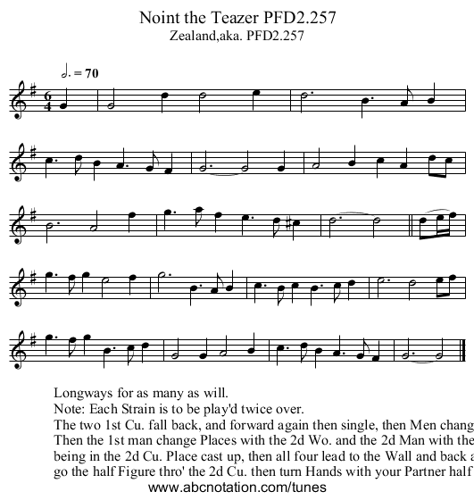 Noint the Teazer PFD2.257 - staff notation