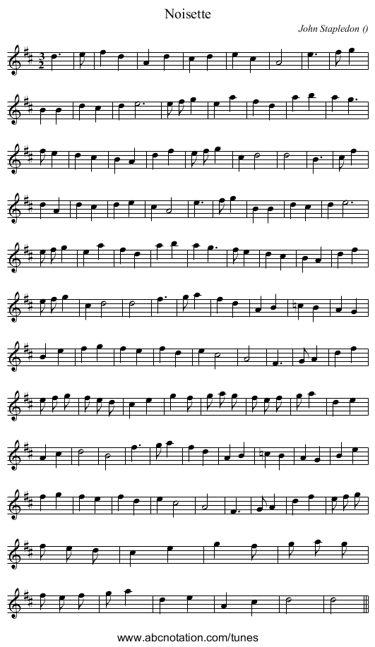 Noisette - staff notation