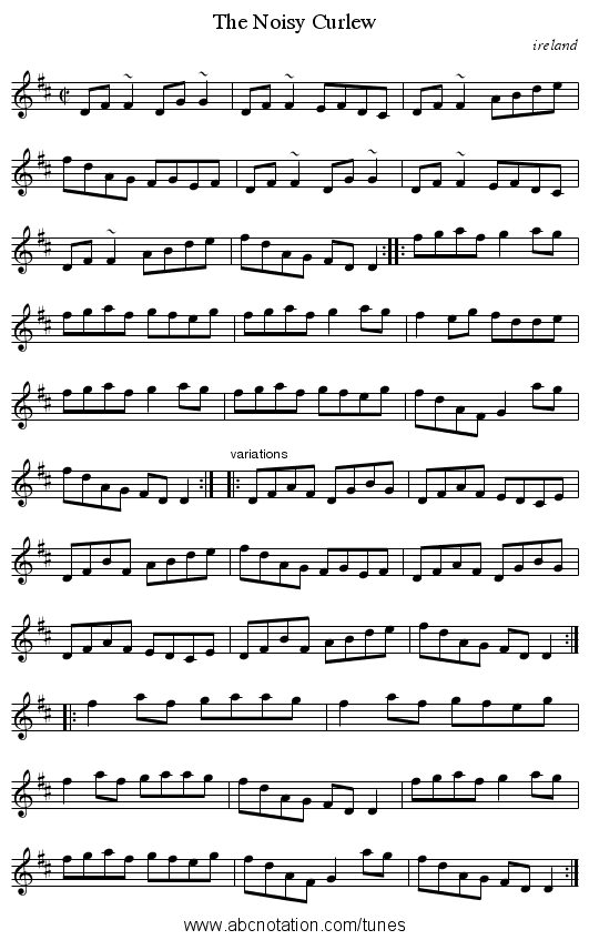 Noisy Curlew, The - staff notation